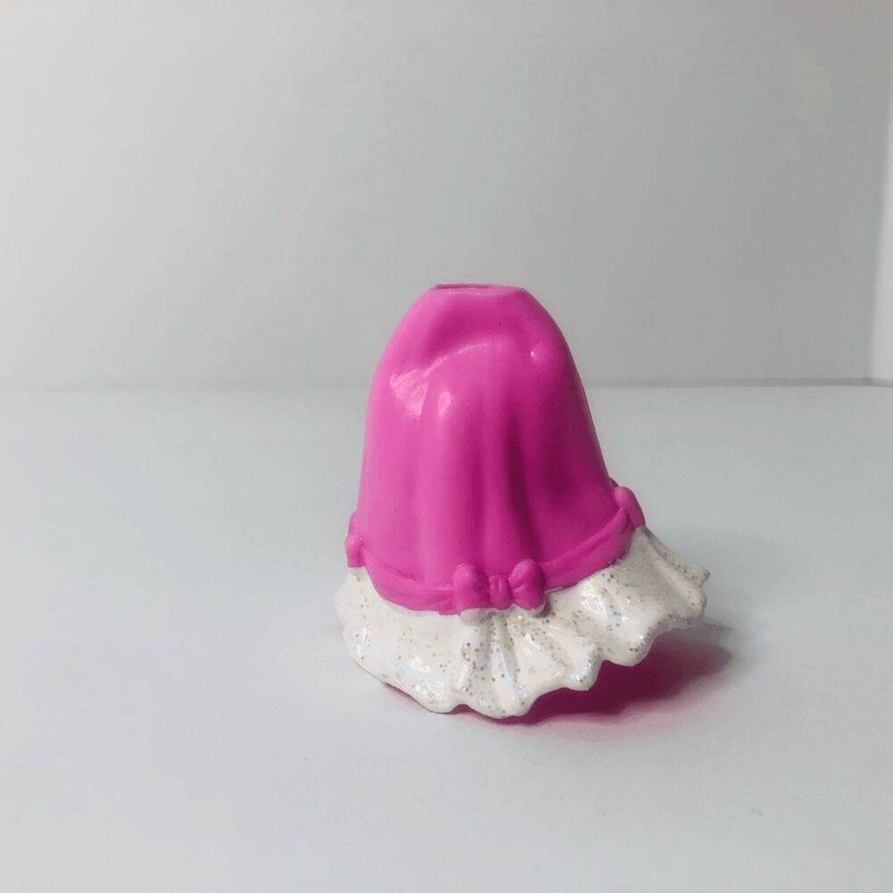 Polly Pocket Pink White Glitter Rubber Skirt Fashion Doll Accessory Bow‎ Detail